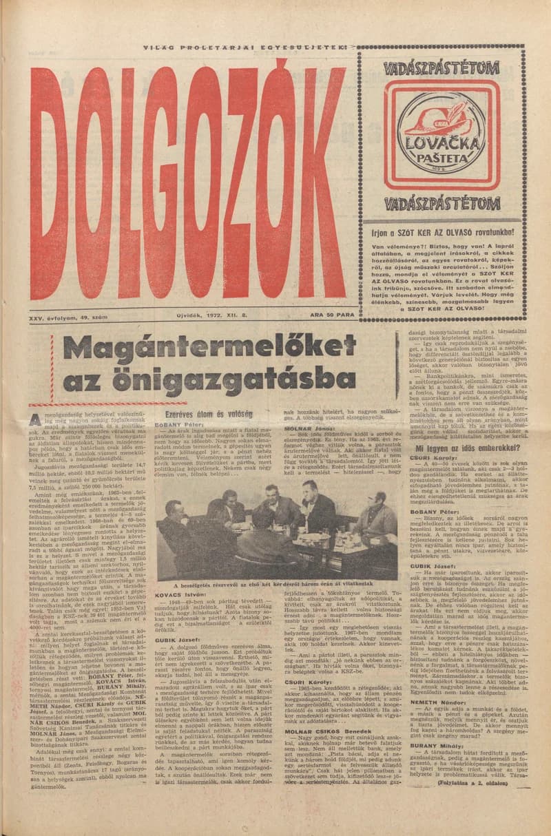 Dolgozók, 26. évf. 1972. december 8. 49. sz.