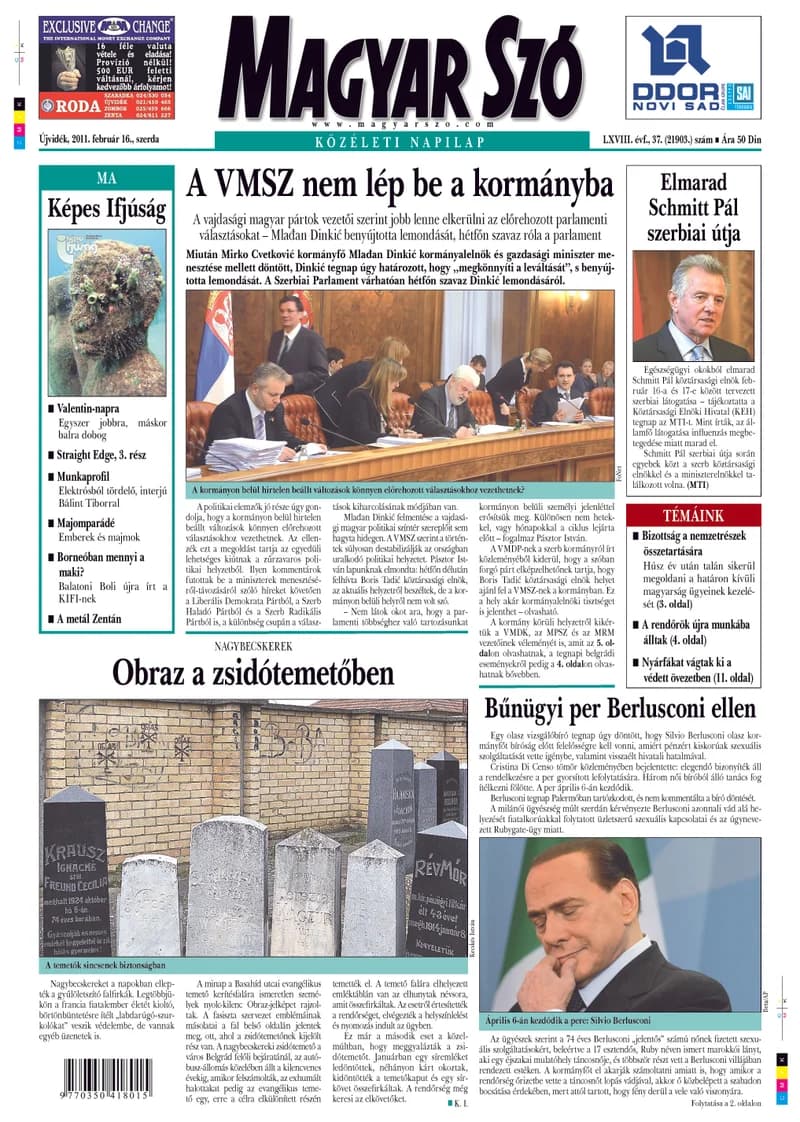 Magyar Szó, 68. évf. 2011. február 16. 37. sz. 1–20. oldal