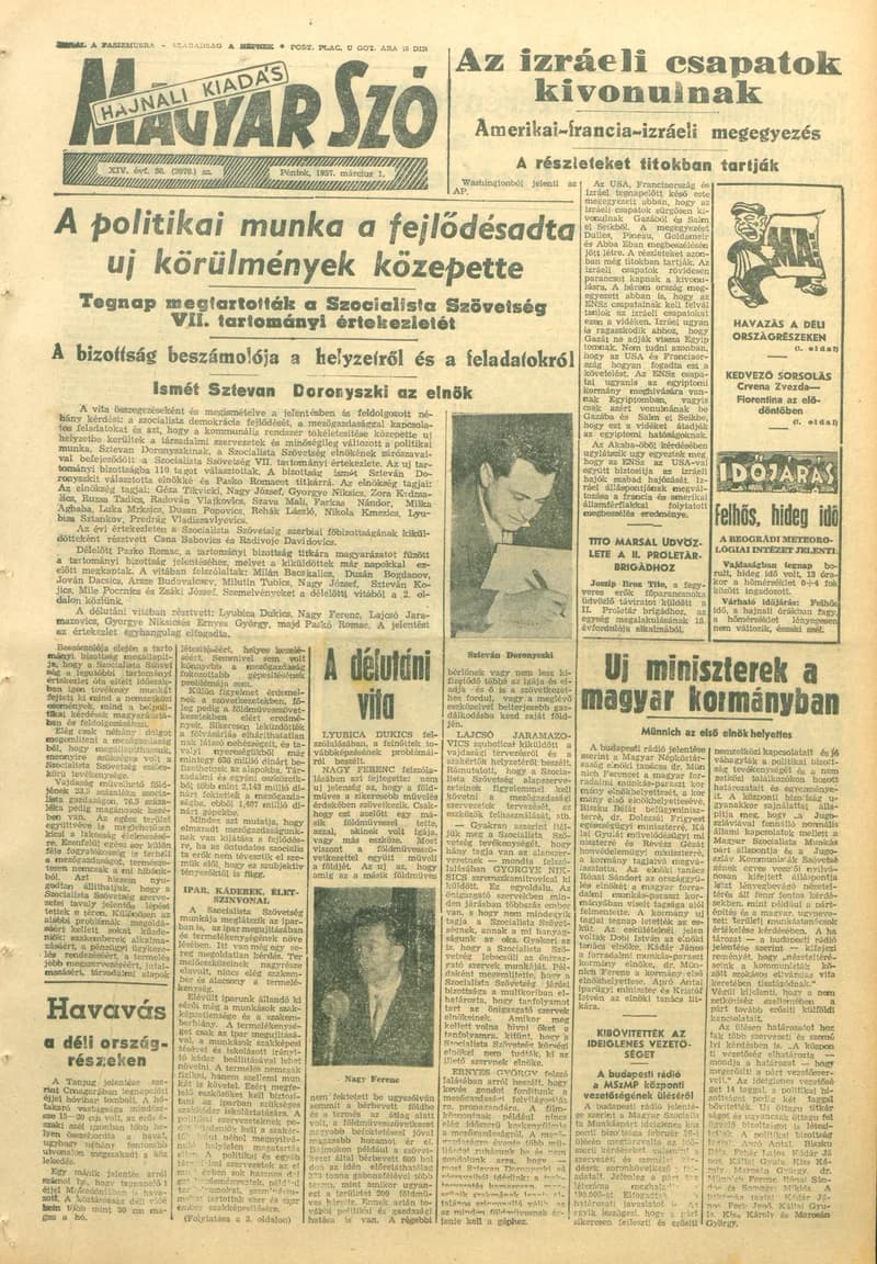Magyar Szó, 14. évf. 1957. március 1. 58. sz. 1–14. oldal