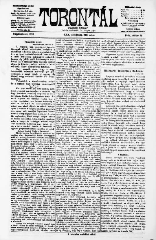 Torontál, 25. évf. 1896. október 19. 240. sz.