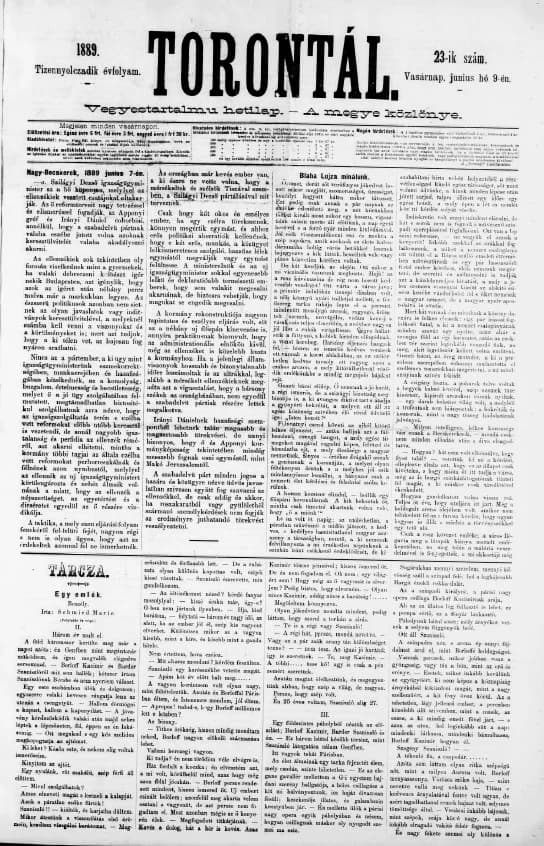 Torontál, 18. évf. 1889. június 9. 23. sz.