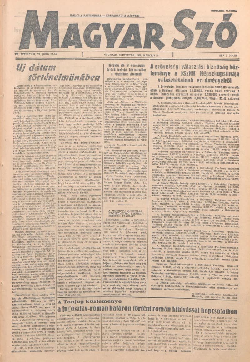 Magyar Szó, 7. évf. 1950. március 30. 76. sz. 1–4. oldal