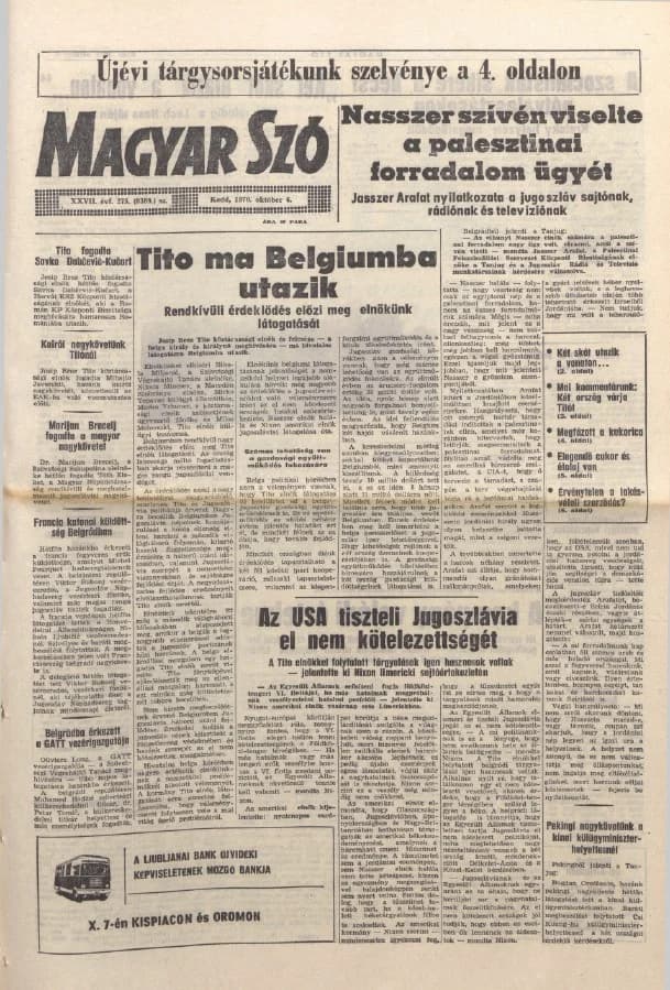 Magyar Szó, 27. évf. 1970. október 6. 275. sz. 1–16. oldal