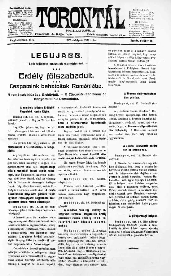 Torontál, 45. évf. 1916. október 18. 239. sz.