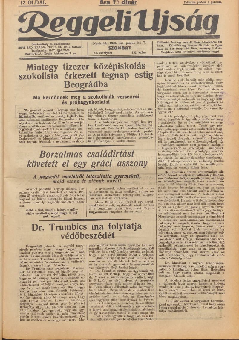 Reggeli Újság, 11. évf. 1930. június 7. 132. sz.