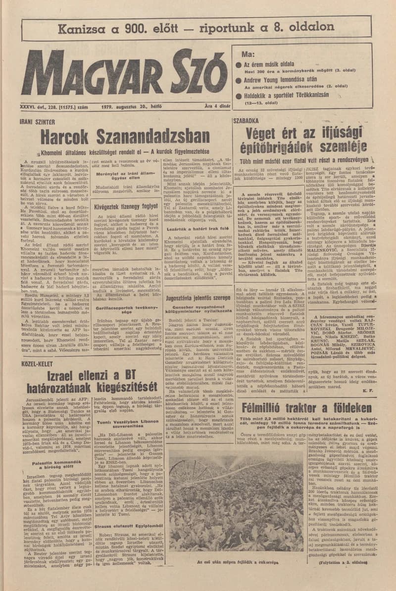 Magyar Szó, 36. évf. 1979. augusztus 20. 228. sz. 1–16. oldal