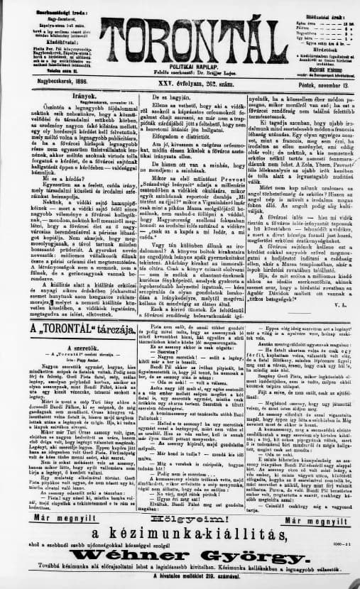 Torontál, 25. évf. 1896. november 13. 262. sz.