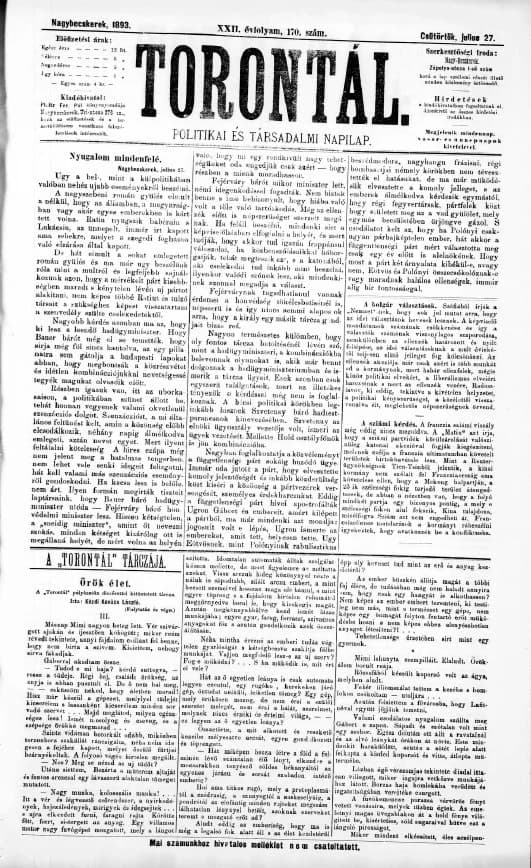 Torontál, 22. évf. 1893. július 27. 170. sz.