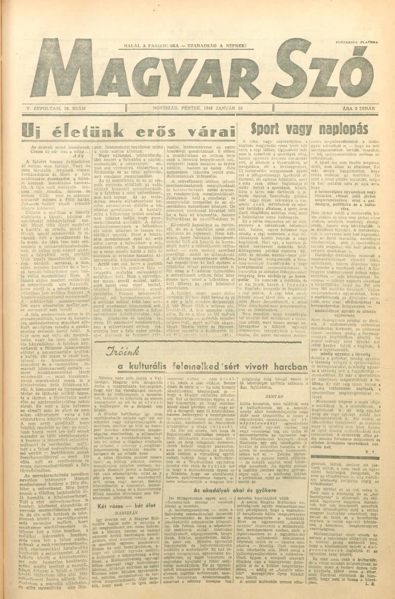 Magyar Szó, 5. évf. 1948. január 23. 19. sz. 1–6. oldal