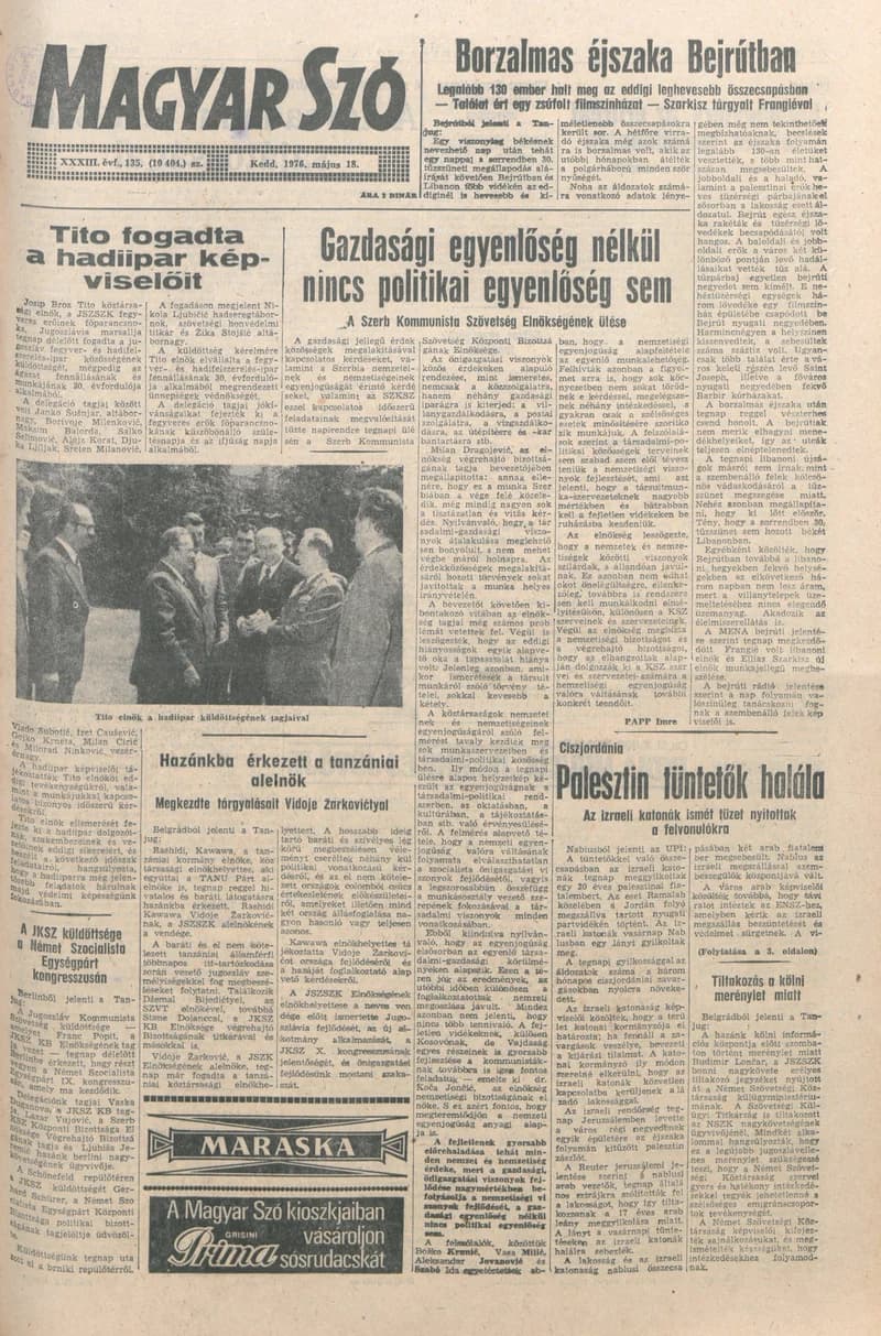 Magyar Szó, 33. évf. 1976. május 18. 135. sz. 1–24. oldal