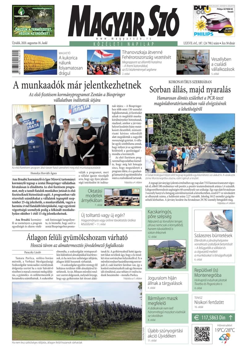 Magyar Szó, 77. évf. 2020. augusztus 18. 187. sz. 1–20. oldal