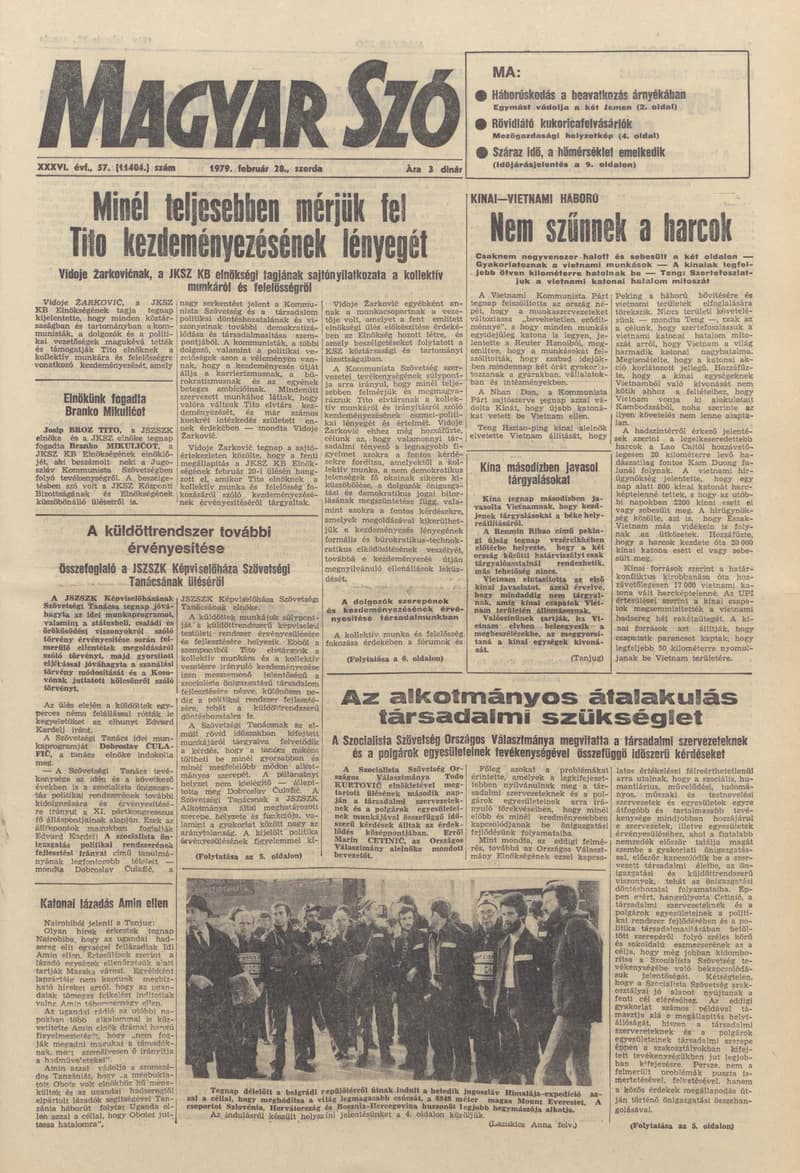 Magyar Szó, 36. évf. 1979. február 28. 57. sz. 1–20. oldal