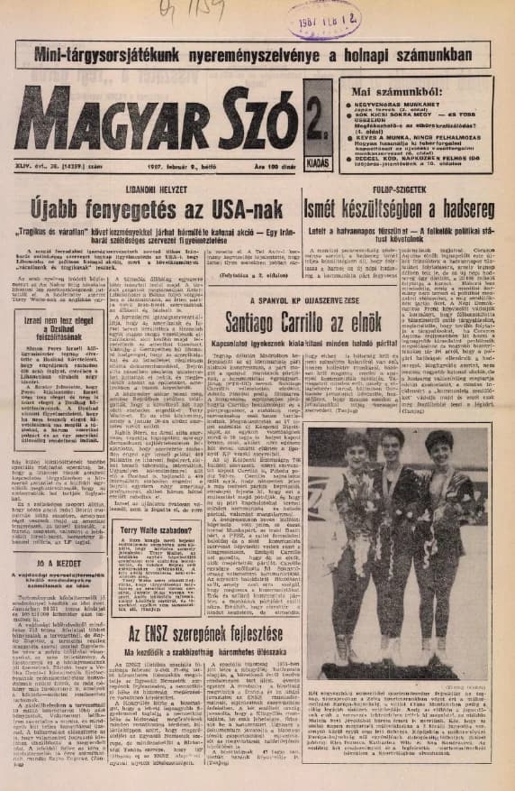 Magyar Szó, 44. évf. 1987. február 9. 38. sz. 1–20. oldal