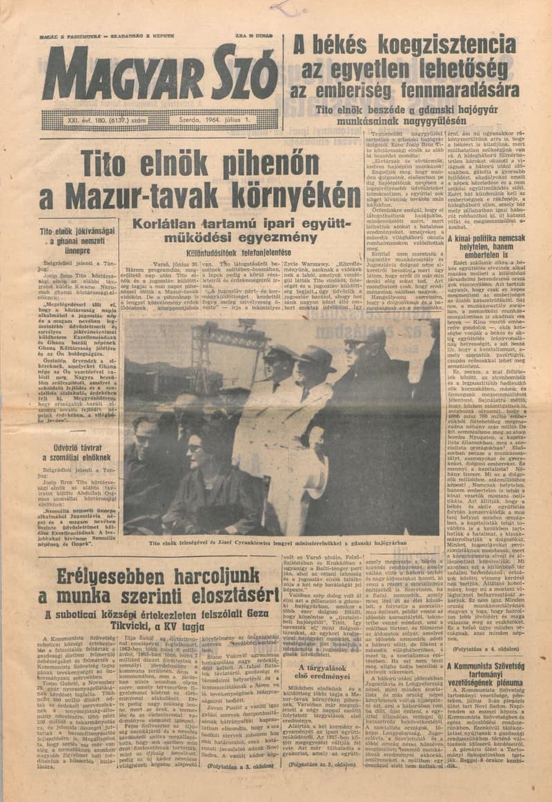 Magyar Szó, 21. évf. 1964. július 1. 180. sz. 1–14. oldal