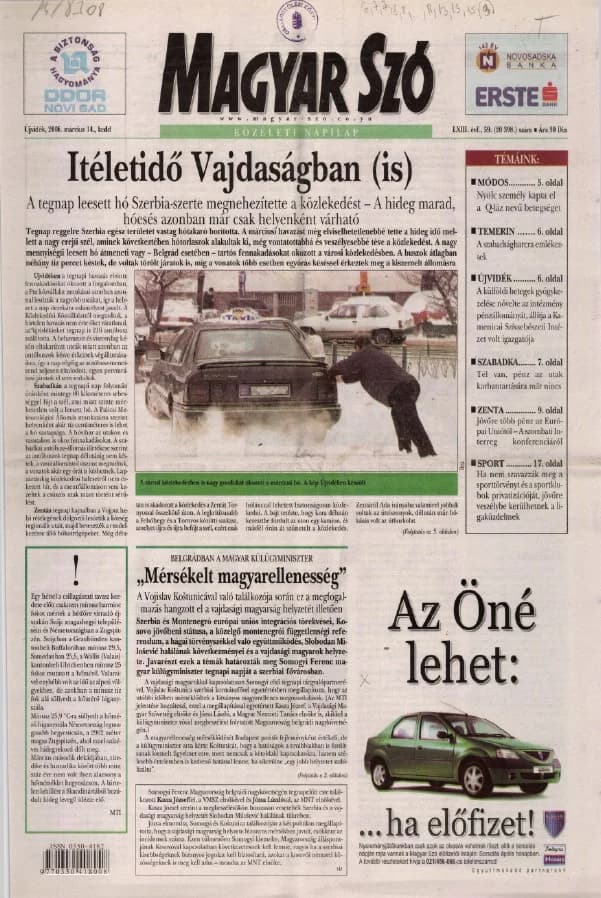 Magyar Szó, 63. évf. 2006. március 14. 59. sz. 1–20. oldal