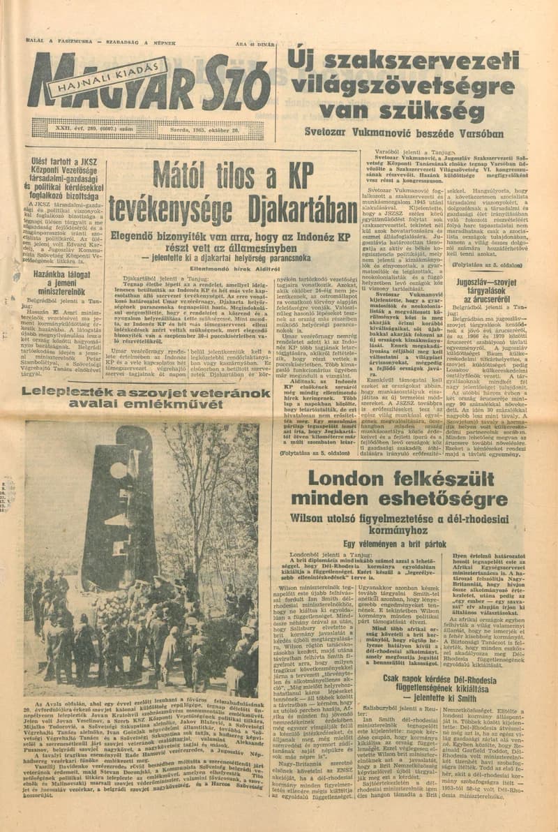 Magyar Szó, 22. évf. 1965. október 20. 289. sz. 1–16. oldal