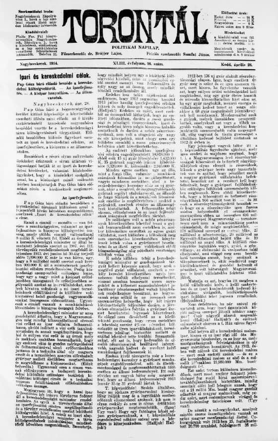 Torontál, 43. évf. 1914. április 28. 96. sz.