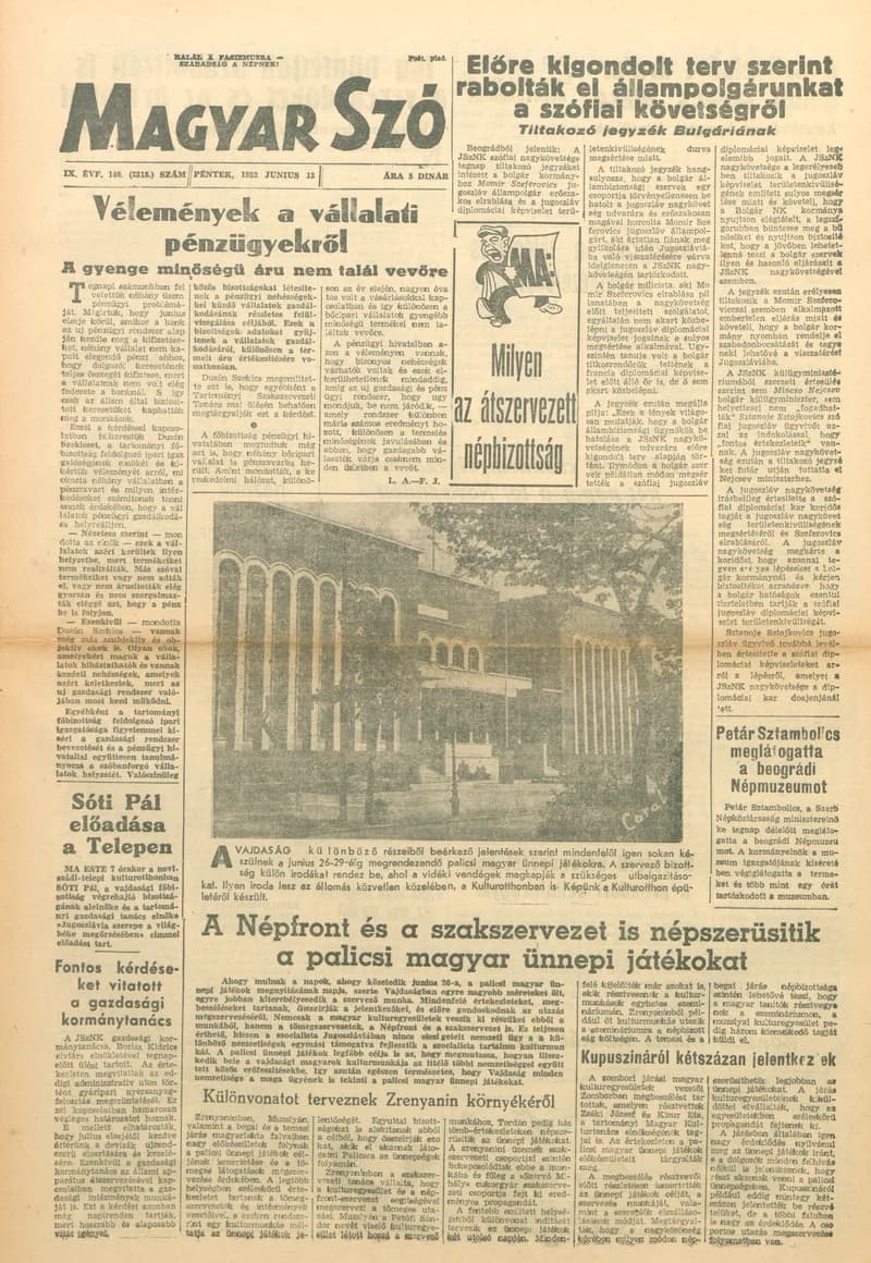 Magyar Szó, 9. évf. 1952. június 13. 140. sz. 1–6. oldal
