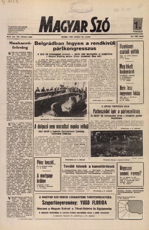 Magyar Szó, 46. évf. 1989. október 18. 286. sz. 1–16. oldal