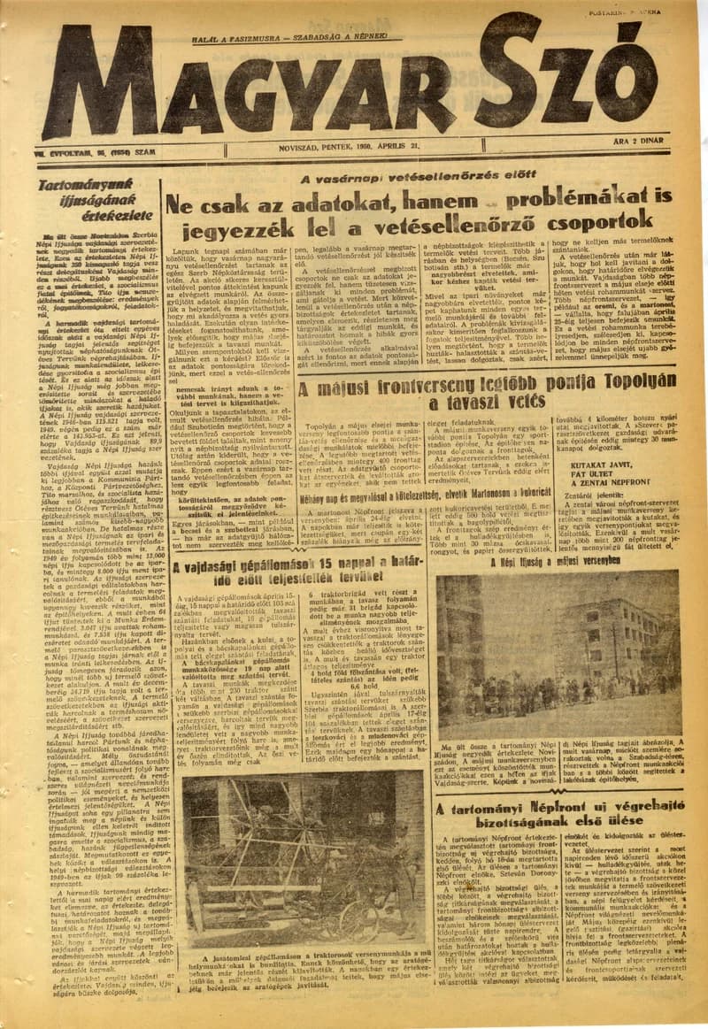 Magyar Szó, 7. évf. 1950. április 21. 95. sz. 1–4. oldal