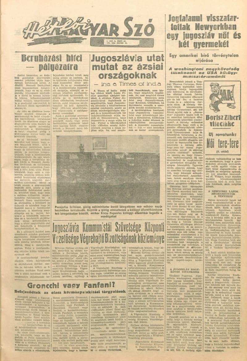 Magyar Szó, 11. évf. 1954. január 11. 9. sz. 1–8. oldal