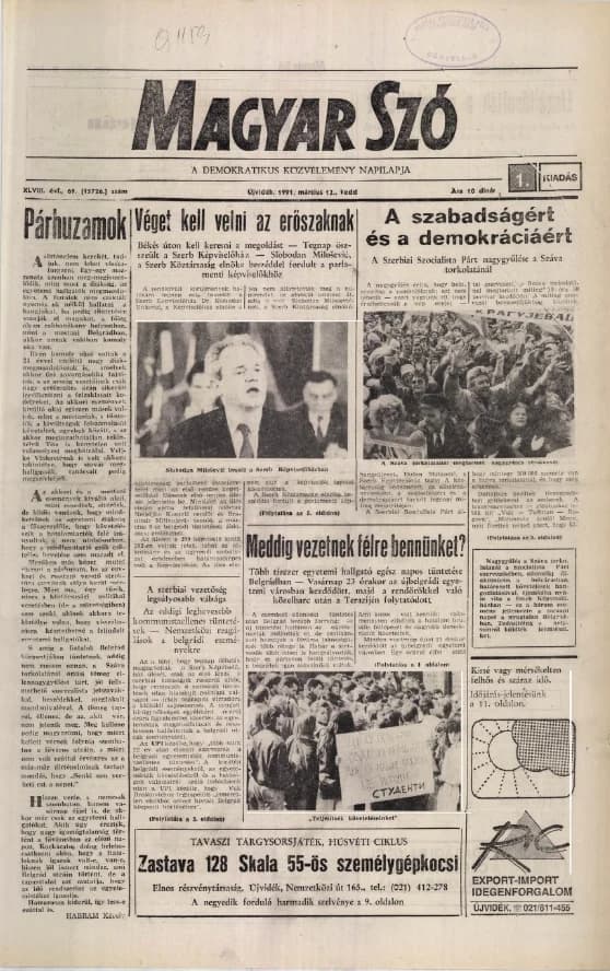 Magyar Szó, 48. évf. 1991. március 12. 69. sz. 1–20. oldal