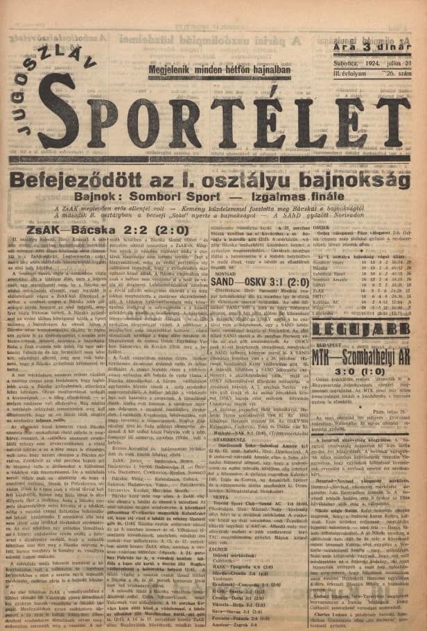 Jugoszláv sportélet, 3. évf. 1924. július 21. 26. sz.