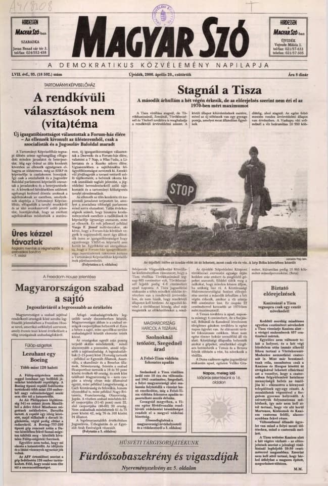 Magyar Szó, 57. évf. 2000. április 20. 93. sz. 1–16. oldal