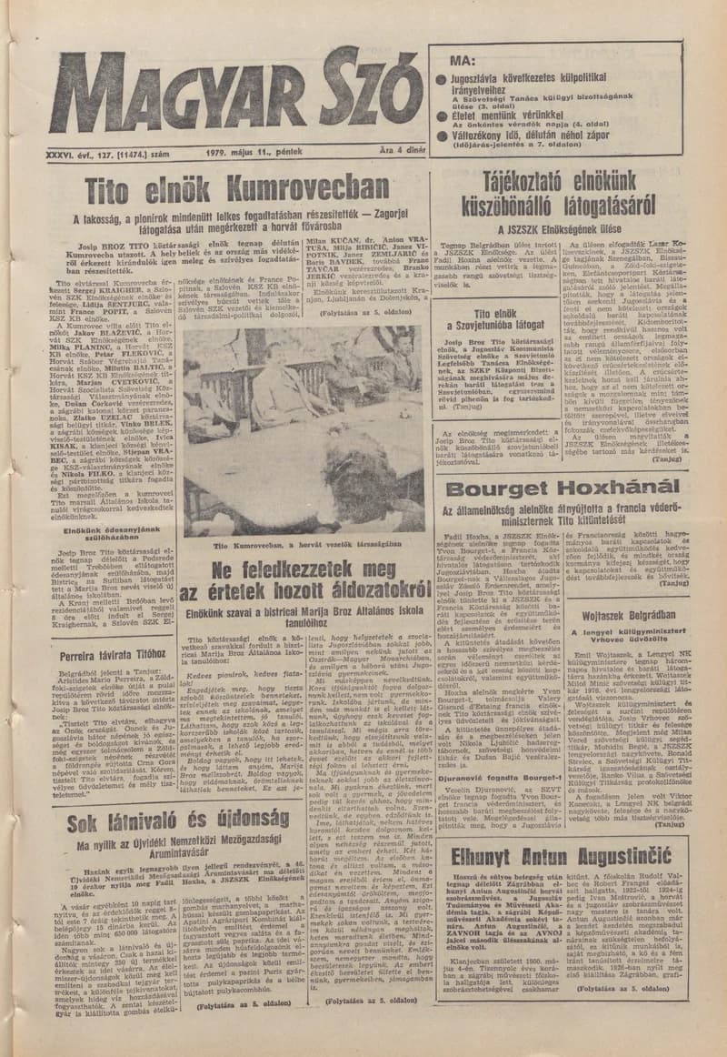 Magyar Szó, 36. évf. 1979. május 11. 127. sz. 1–24. oldal