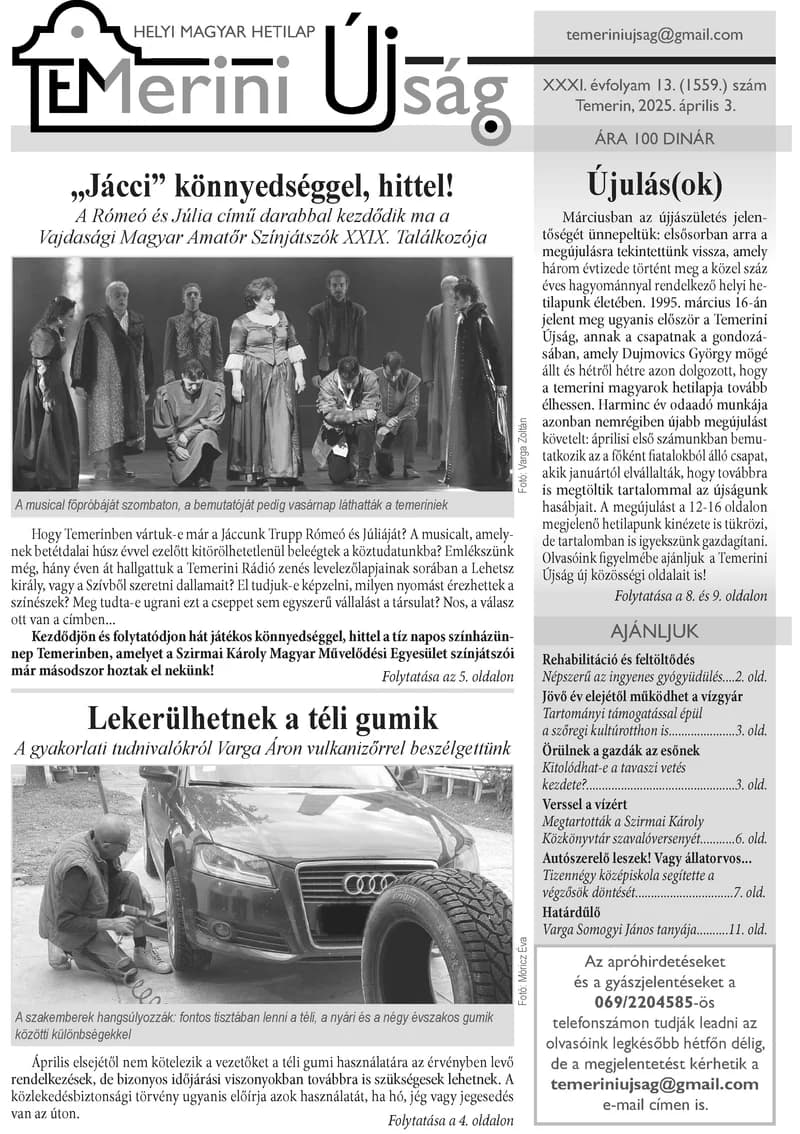 Temerini Újság, 31. évf. 2025. április 3. 13. sz.