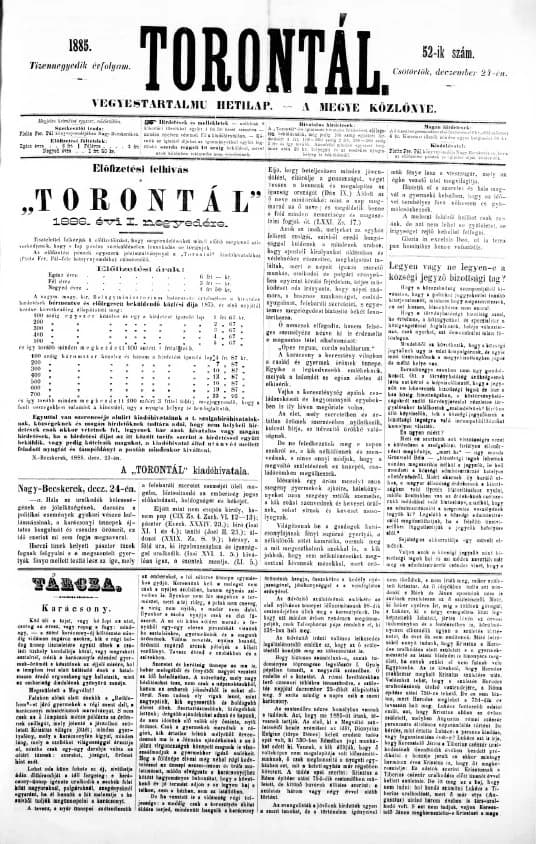 Torontál, 14. évf. 1885. december 24. 52. sz.