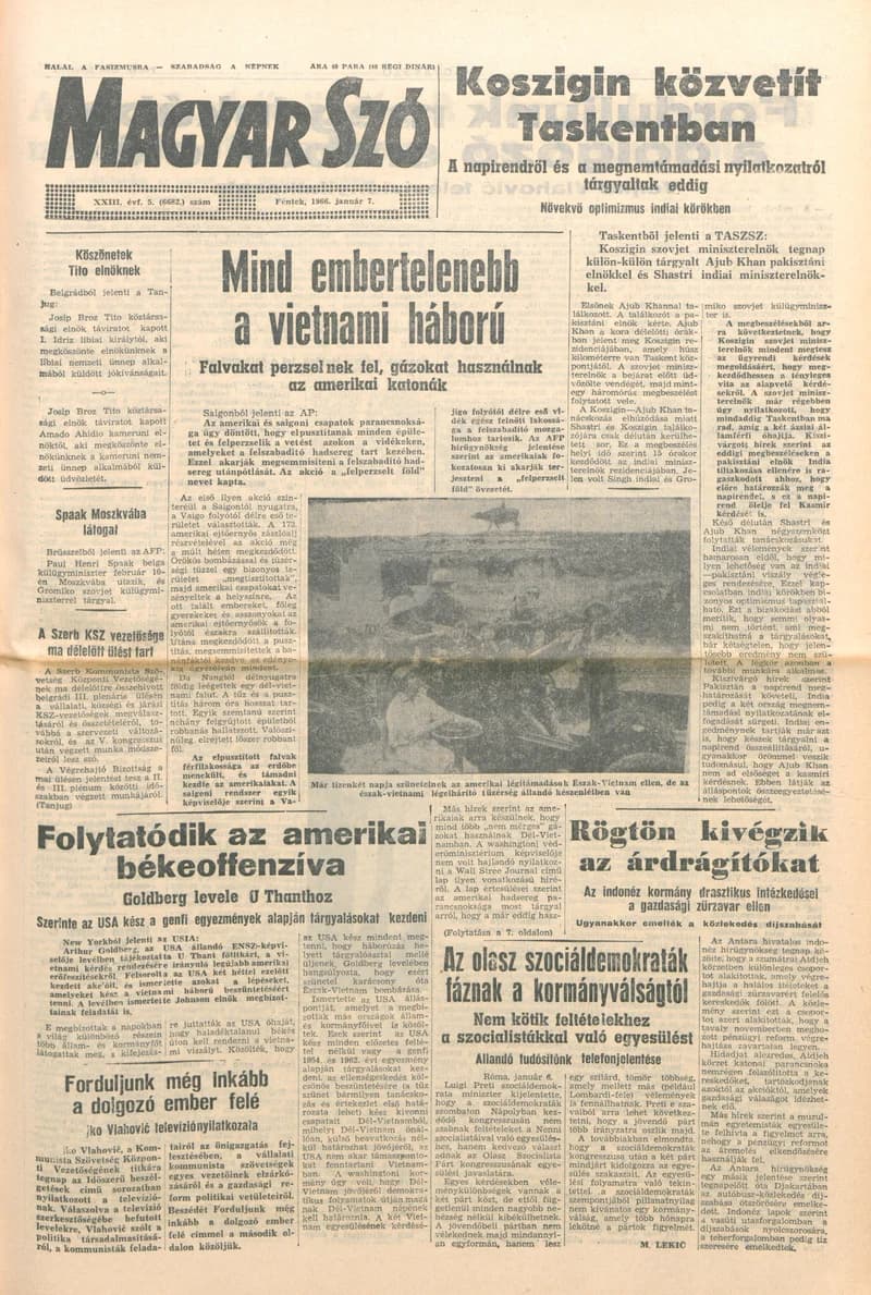 Magyar Szó, 23. évf. 1966. január 7. 5. sz. 1–16. oldal