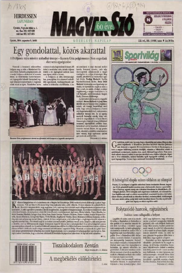 Magyar Szó, 61. évf. 2004. augusztus 9. 185. sz. 1–12. oldal
