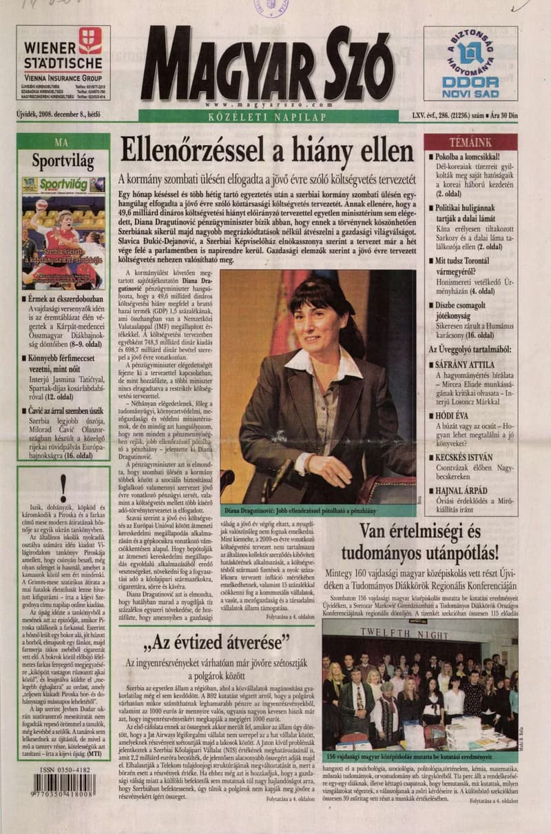 Magyar Szó, 65. évf. 2008. december 8. 286. sz. 1–16. oldal