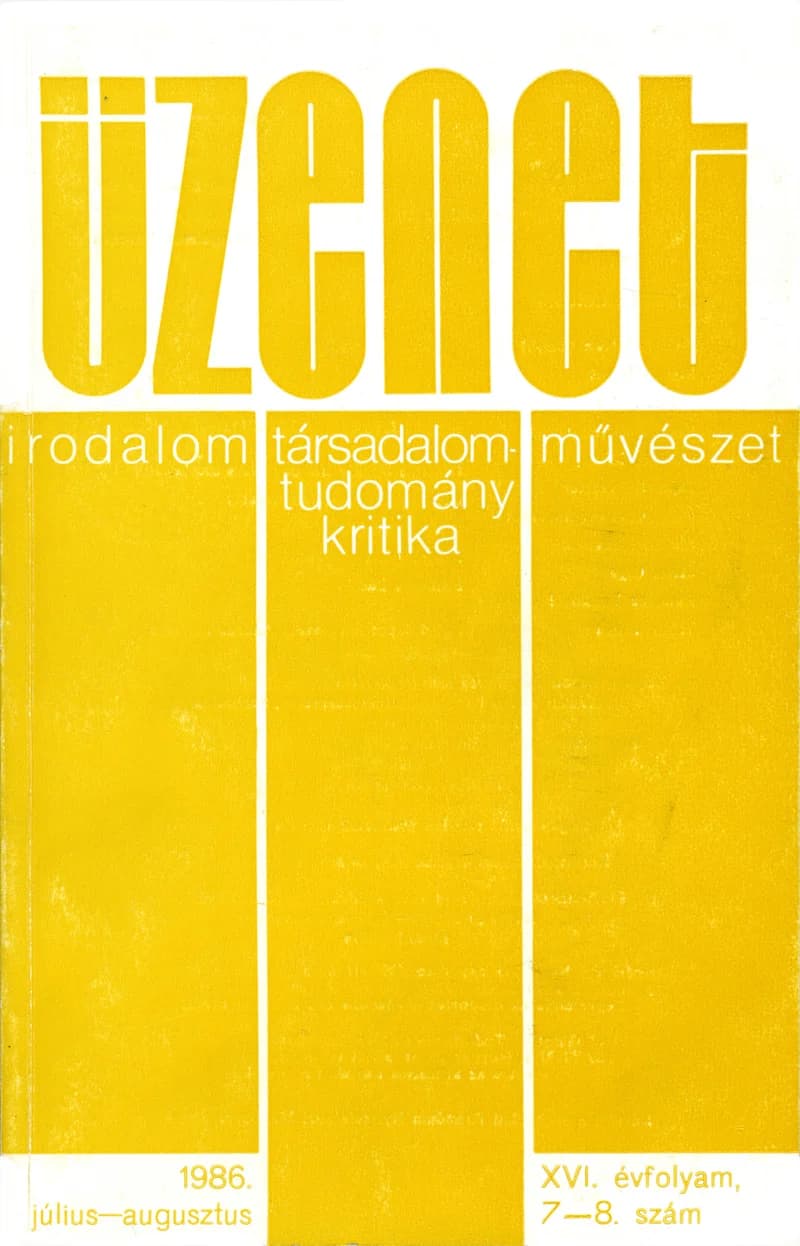 Üzenet, 16. évf. 1986. július – augusztus. 7–8. sz. 375–500. oldal