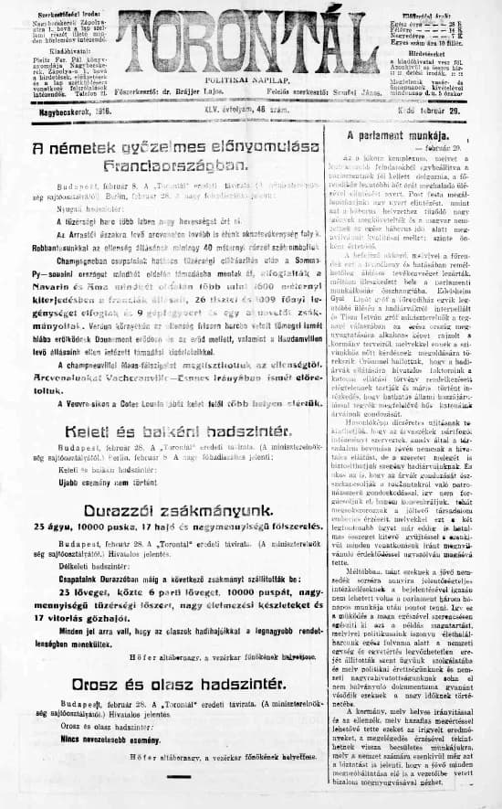 Torontál, 45. évf. 1916. február 29. 48. sz.