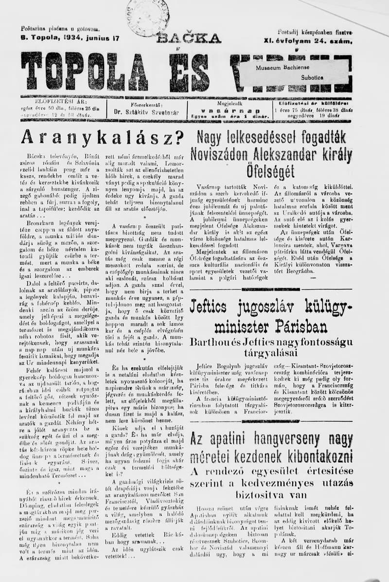 Bačka Topola és Vidéke, 11. évf. 1934. június 17. 24. sz.