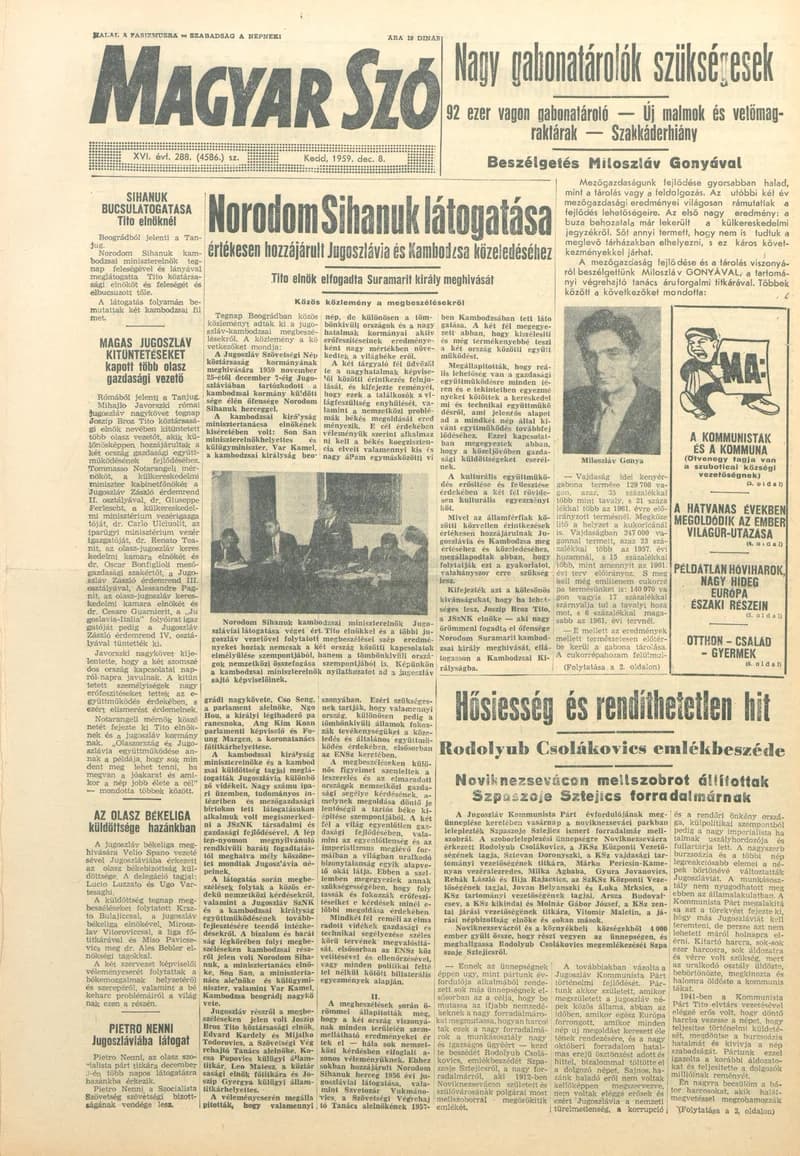 Magyar Szó, 16. évf. 1959. december 8. 288. sz. 1–22. oldal