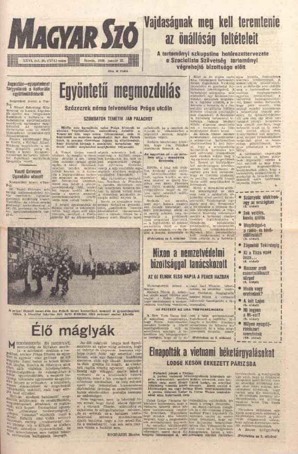 Magyar Szó, 26. évf. 1969. január 22. 20. sz. 1–16. oldal