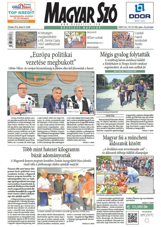 Magyar Szó, 73. évf. 2016. július 25. 170. sz. 1–20. oldal