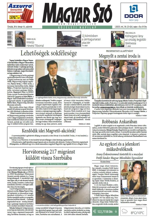 Magyar Szó, 73. évf. 2016. február 18. 38. sz. 1–20. oldal