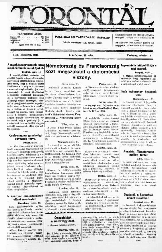 Torontál, 50. évf. 1921. március 13. 55. sz.