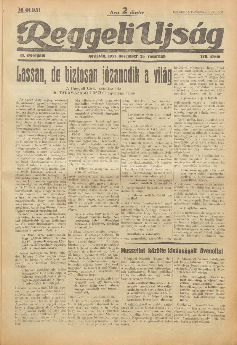 Reggeli Újság, 14. évf. 1933. november 26. 278. sz.
