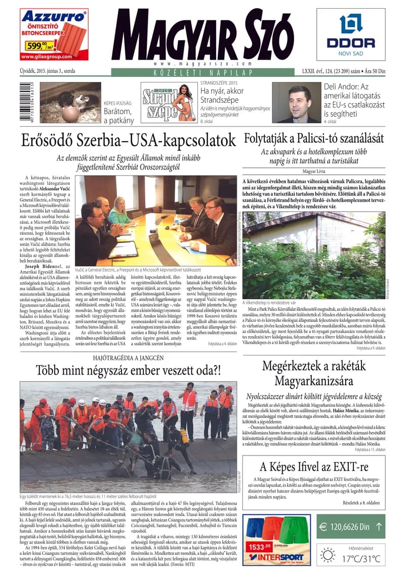Magyar Szó, 72. évf. 2015. június 3. 124. sz. 1–16. oldal