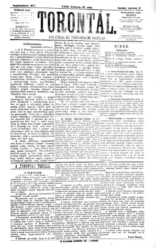 Torontál, 23. évf. 1894. március 10. 57. sz.