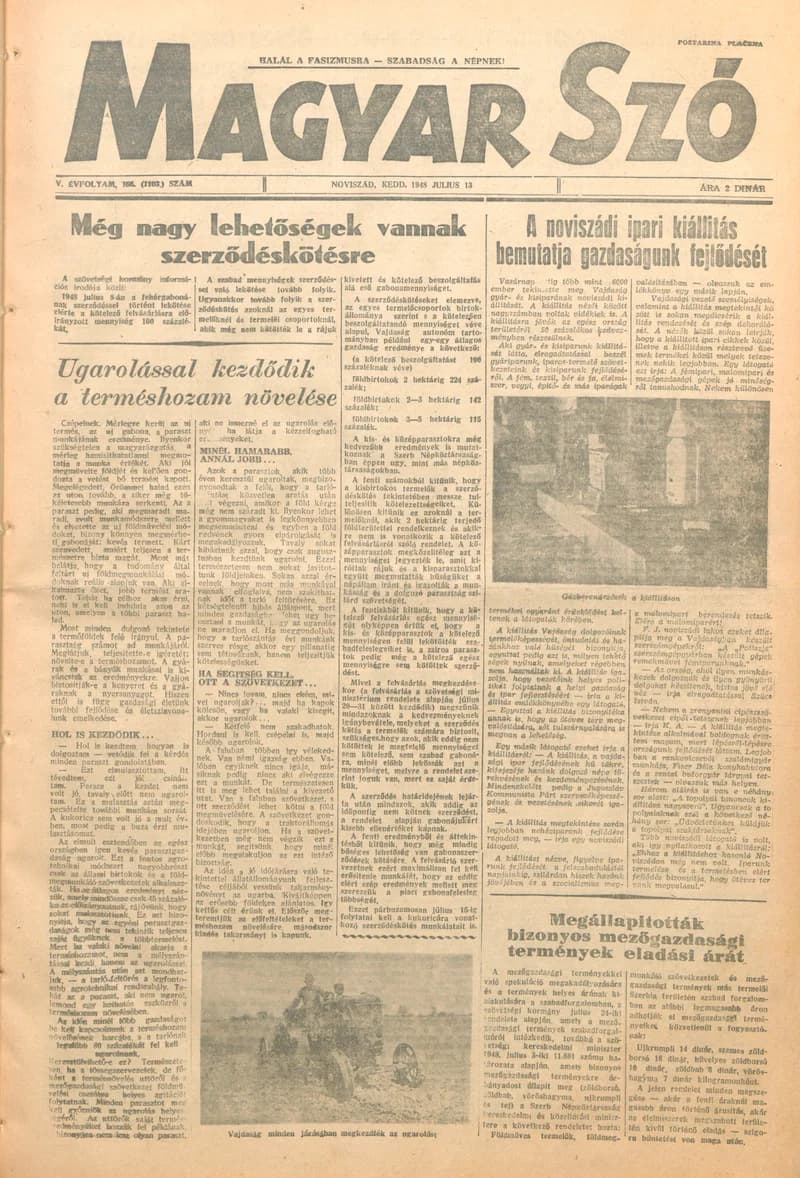 Magyar Szó, 5. évf. 1948. július 13. 166. sz. 1–4. oldal