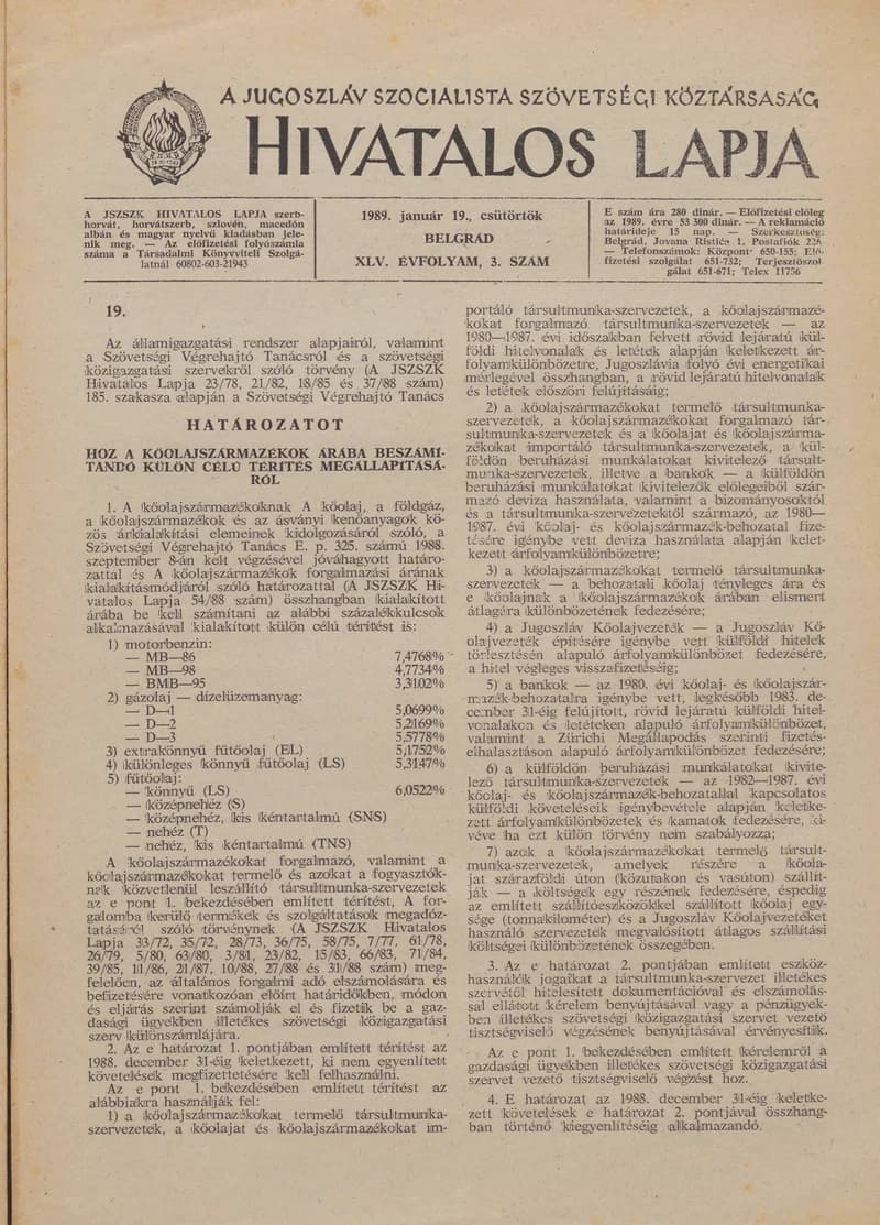 A Jugoszláv Szocialista Szövetségi Köztársaság Hivatalos Lapja, 45. évf. 1989. január 19. 3. sz. 113–116. oldal