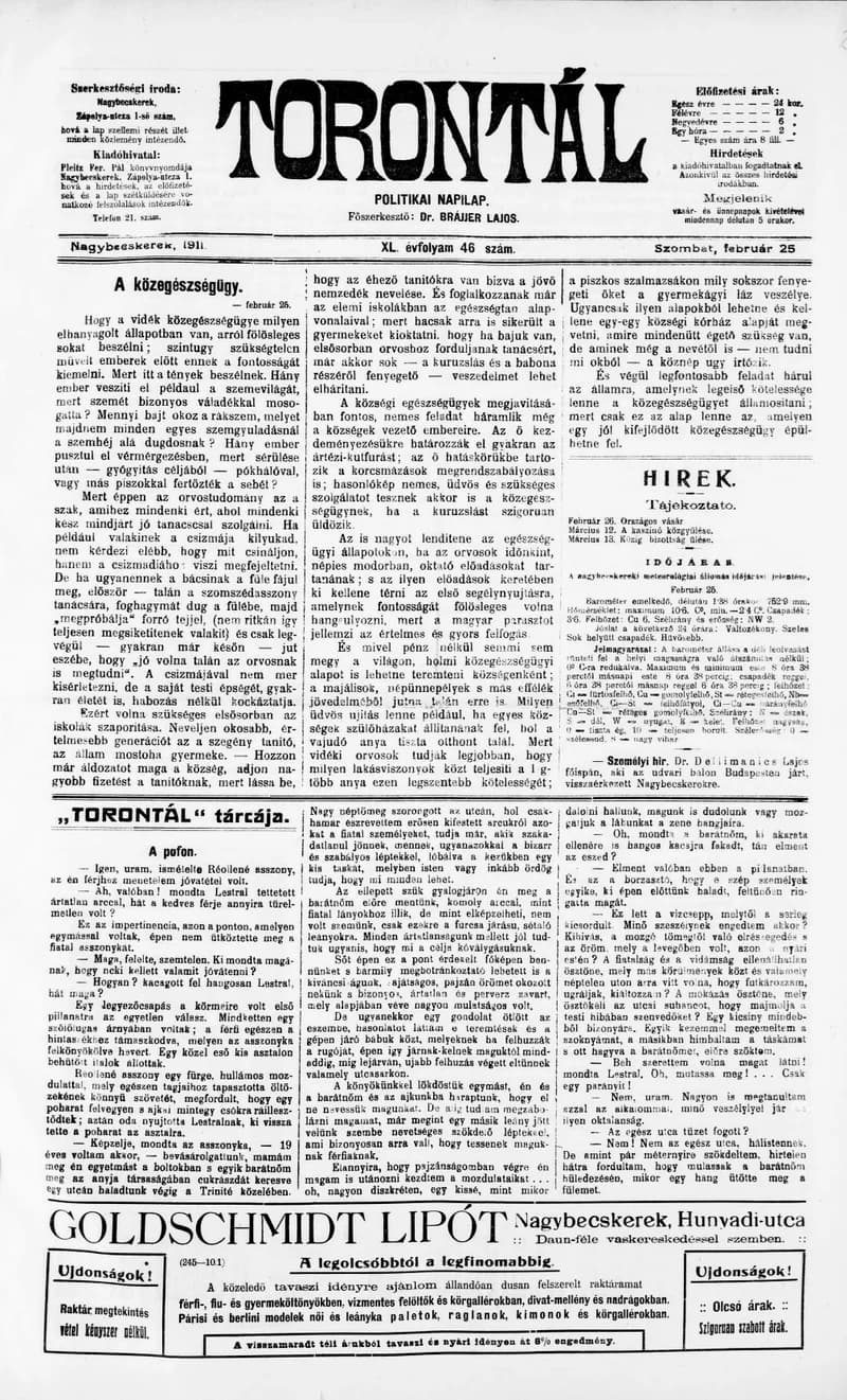 Torontál, 40. évf. 1911. február 25. 46. sz.