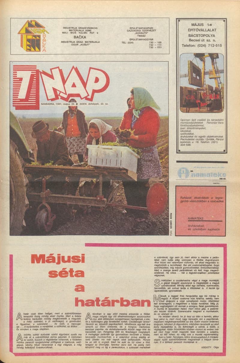 7 Nap, 36. évf. 1981. május 29. 22. sz. 1–20. oldal