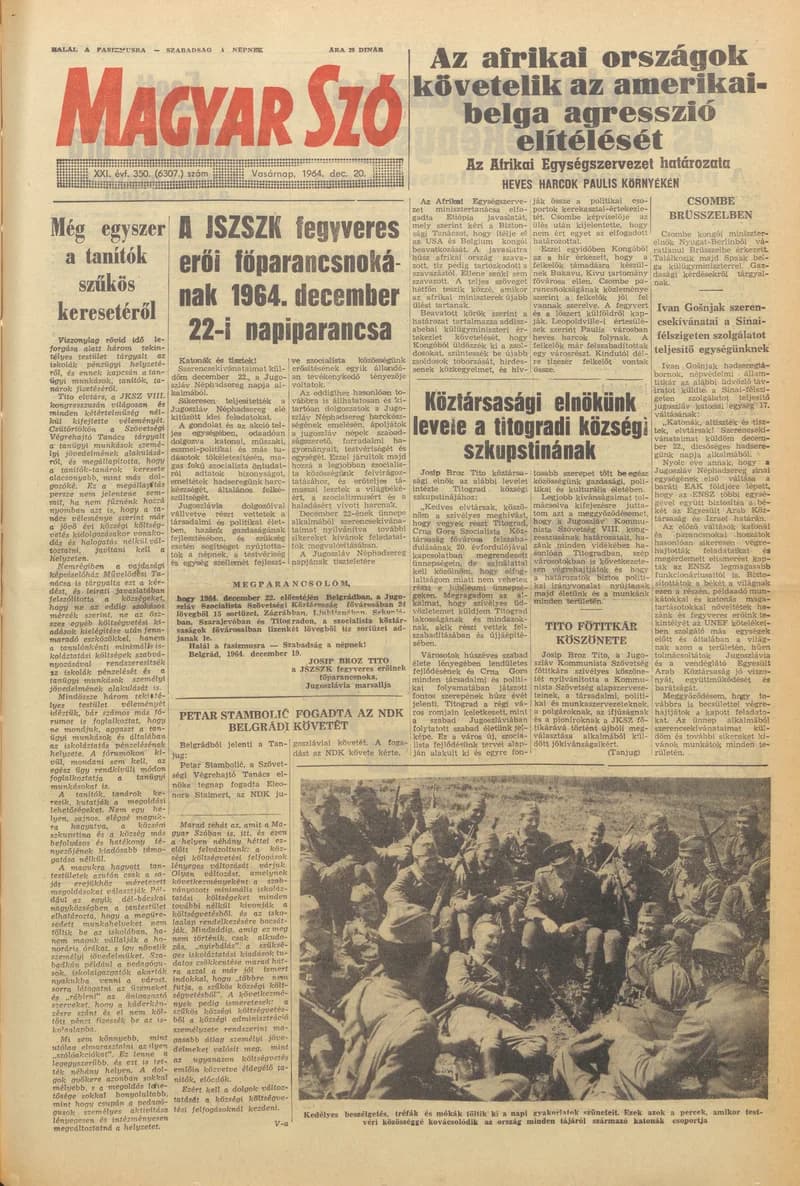 Magyar Szó, 21. évf. 1964. december 20. 350. sz. 1–24. oldal